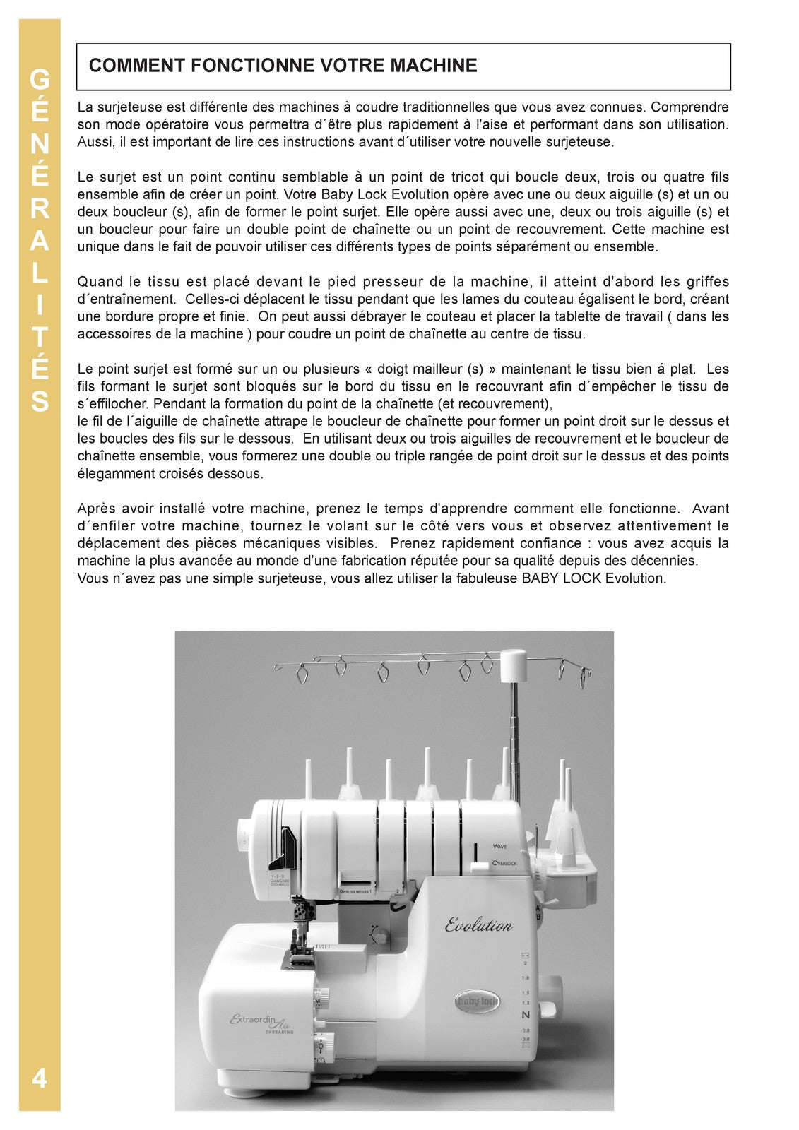 BABY LOCK Evolution BLE8W-2 Serger Instruction Manual French - WIRE BOUND