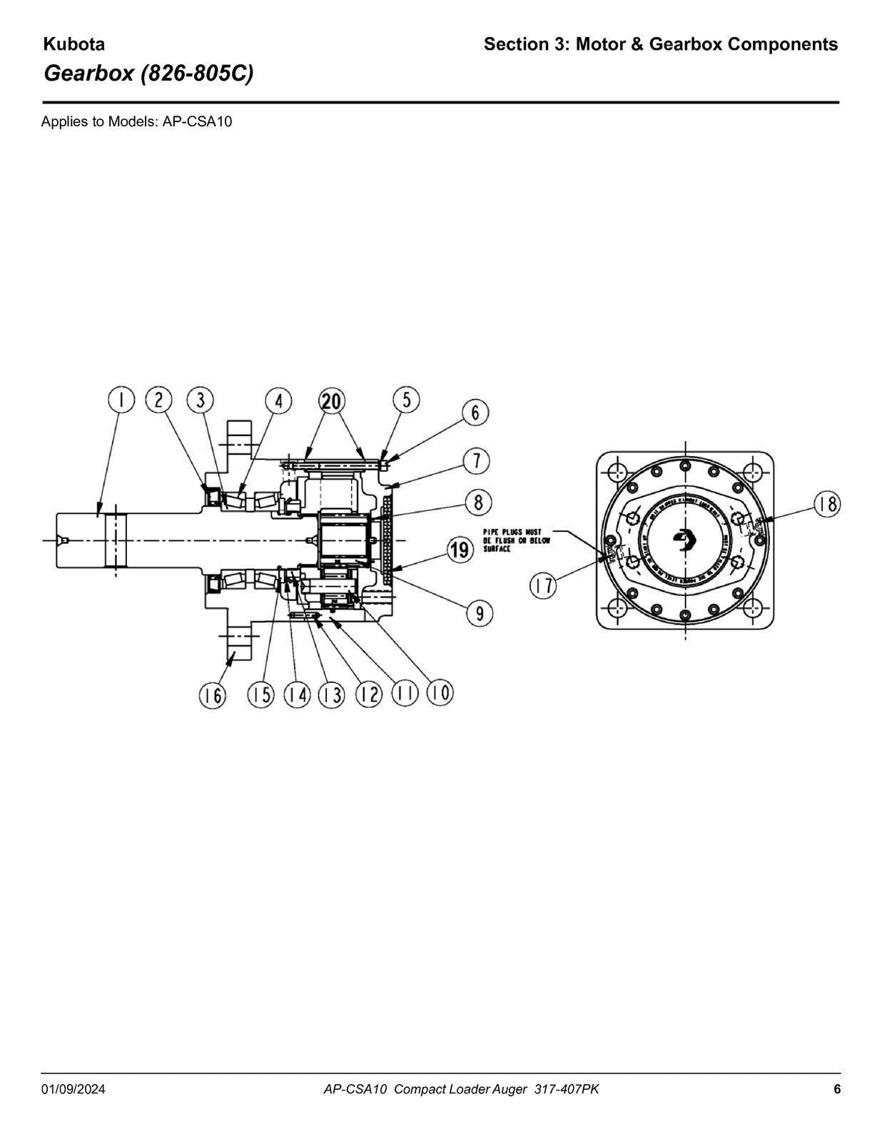 LAND PRIDE CSA10 Series Compact Augers Parts Manual 2023 - WIRE BOUND - COVERS