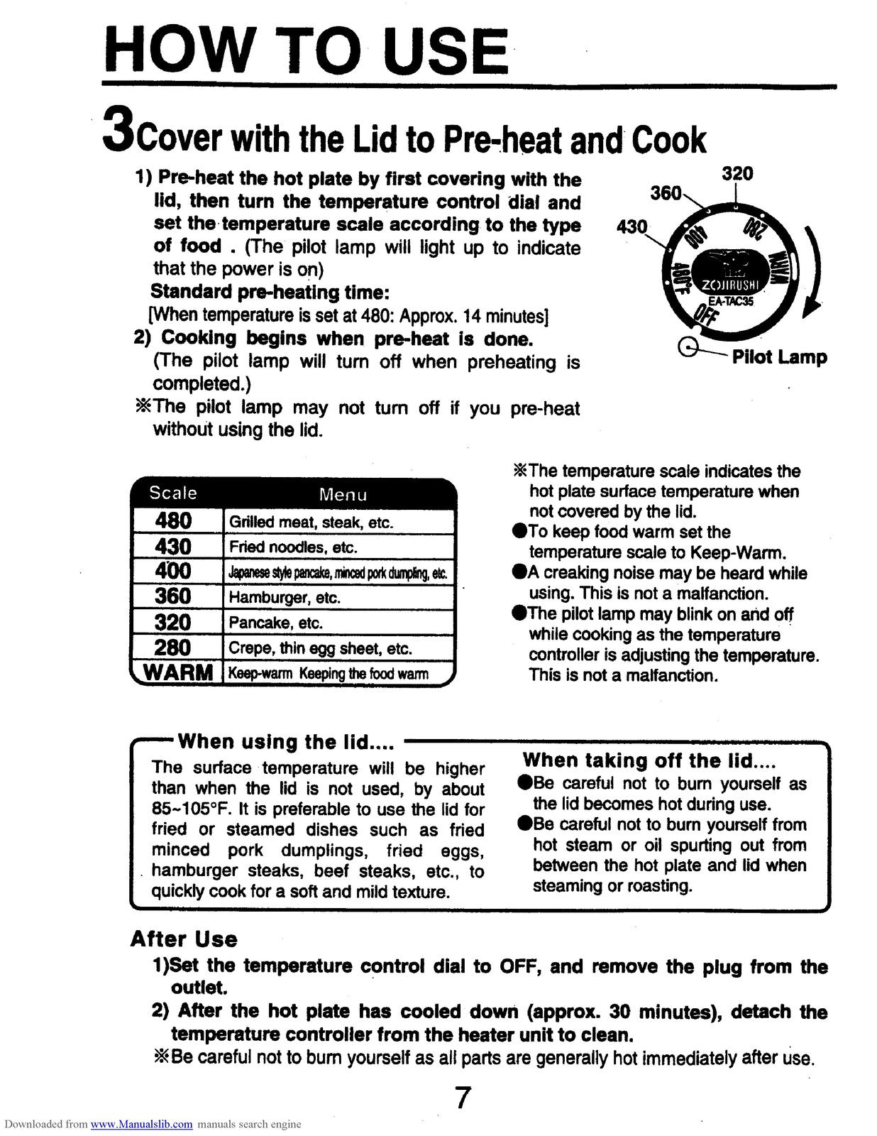ZOJIRUSHI EA-TAC35 Multipurpose Electric Operating Instructions Manual - BOUND