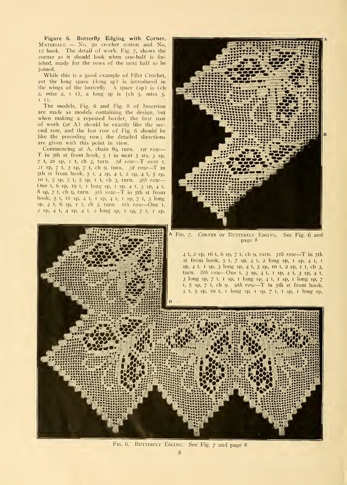 PRISCILLA Crochet Edgings And Insertions Manual No 2 1916 - WIRE BOUND - COVERS