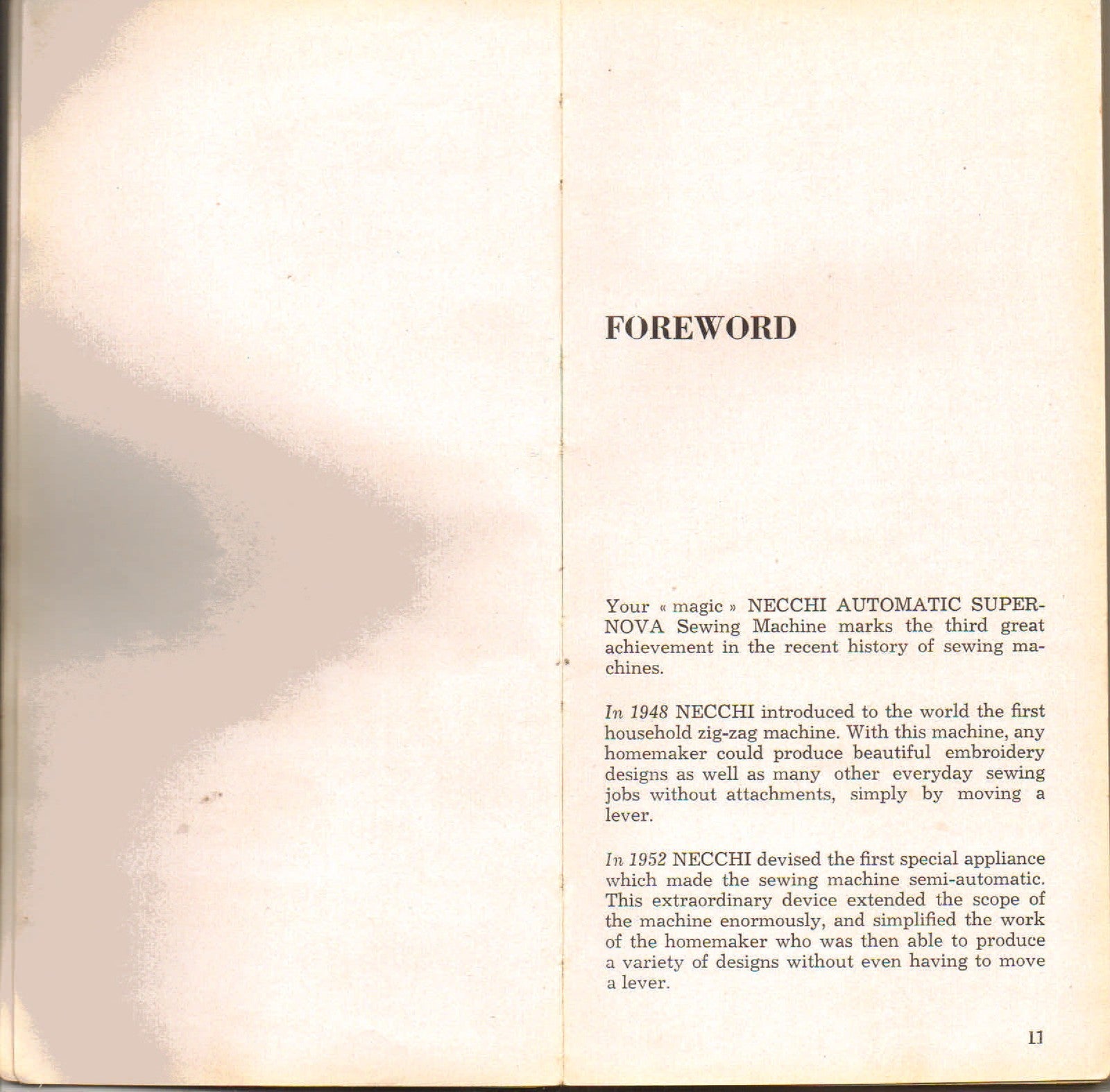 NECCHI Automatic Supernova Sewing Machine Instruction Manual - WIRE BOUND