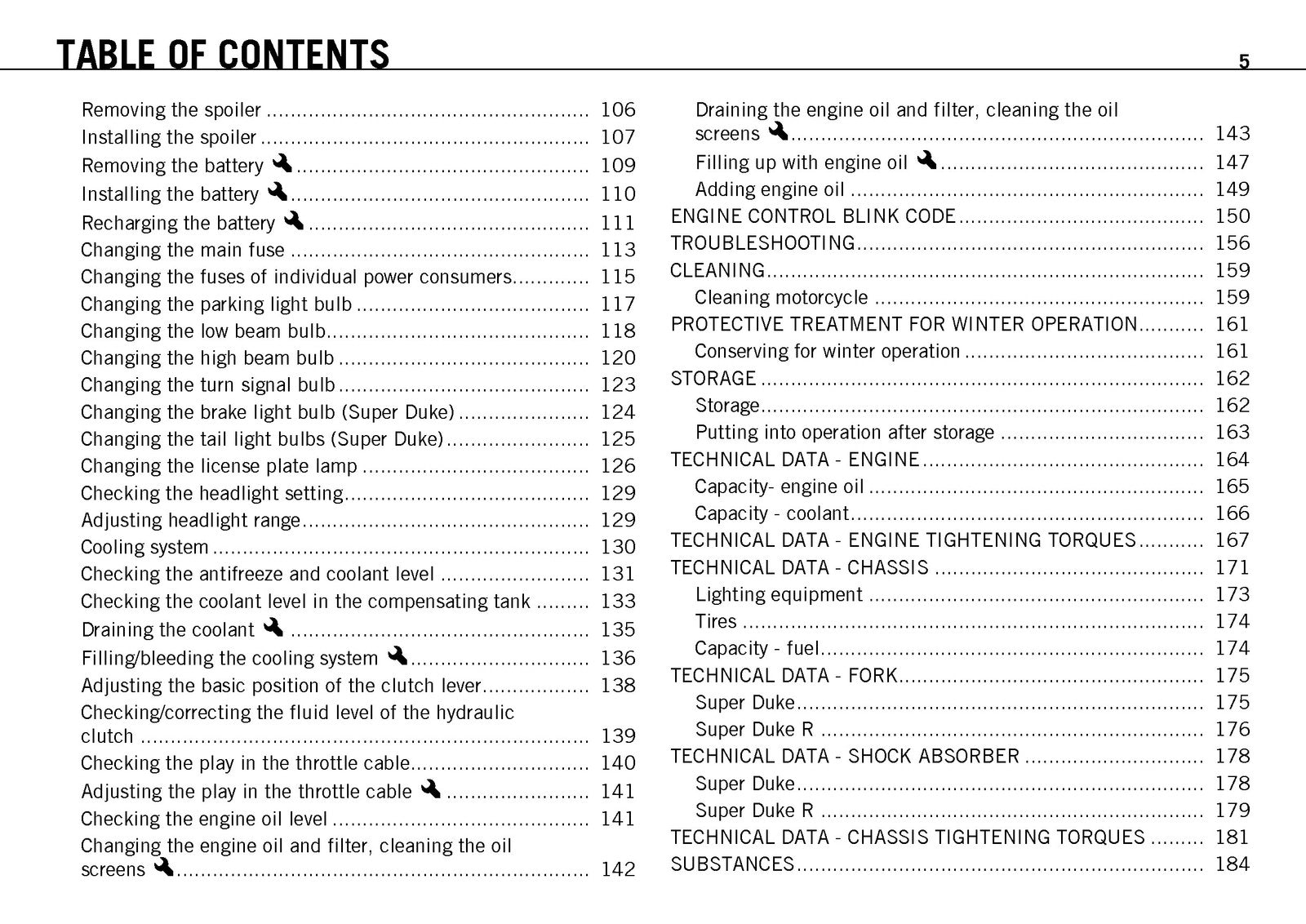KTM 990 Super Duke EU Owners Manual 2010 - STEEL WIRE BOUND - PROTECTIVE COVERS