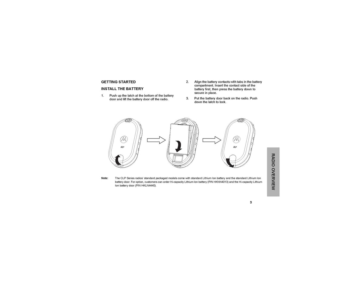 MOTOROLA CLP1010 CLP1040 CLP1060 Two-Way Radio User Guide Manual - WIRE BOUND