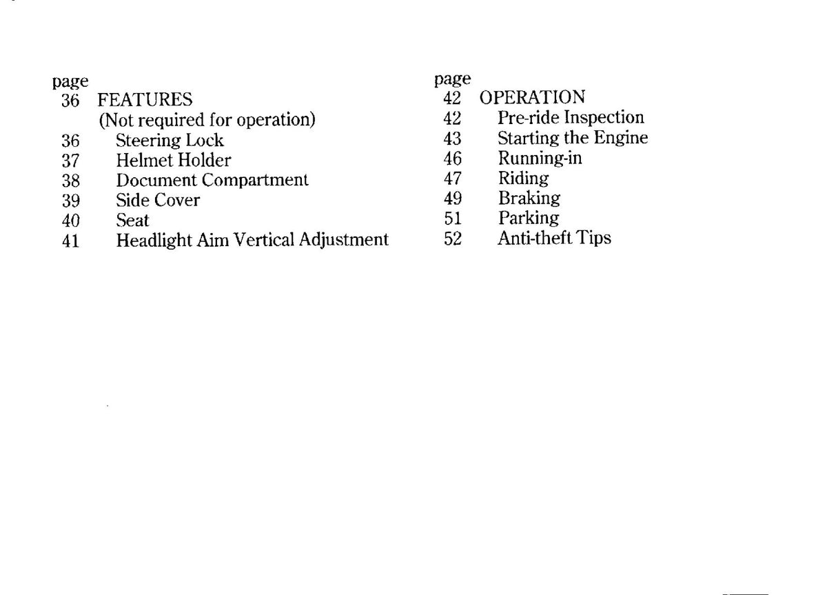 HONDA VTX1800C Owners Manual 2001 - STEEL WIRE BOUND - PROTECTIVE COVERS