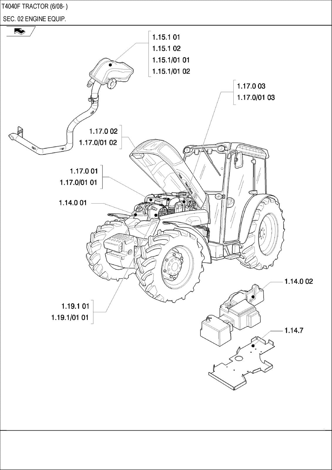 NEW HOLLAND T4040F Tractor Parts Catalogue Manual - WIRE BOUND - TOUGH COVERS