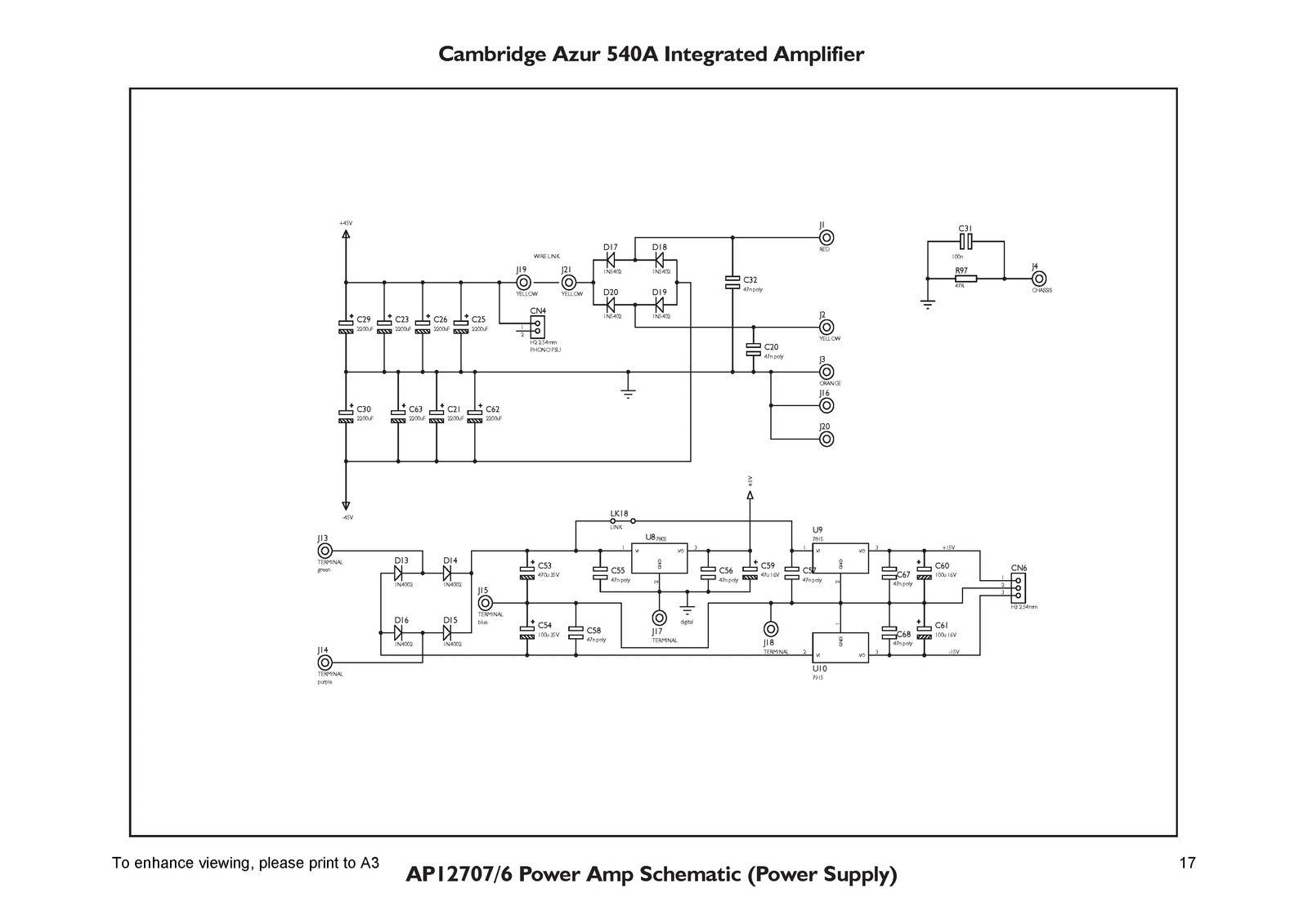CAMBRIDGE AUDIO 540A Integrated Amplifier Service Manual 2004 - WIRE BOUND