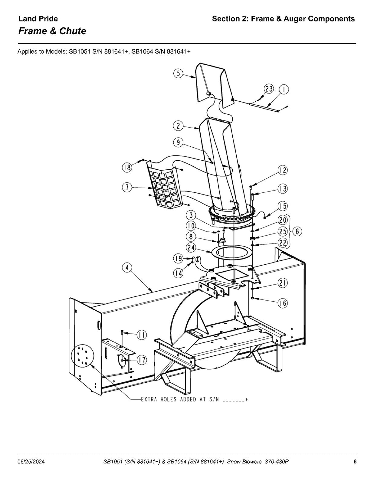 LAND PRIDE SB10 Series Snow Blowers Parts Manual 2024 - WIRE BOUND - COVERS