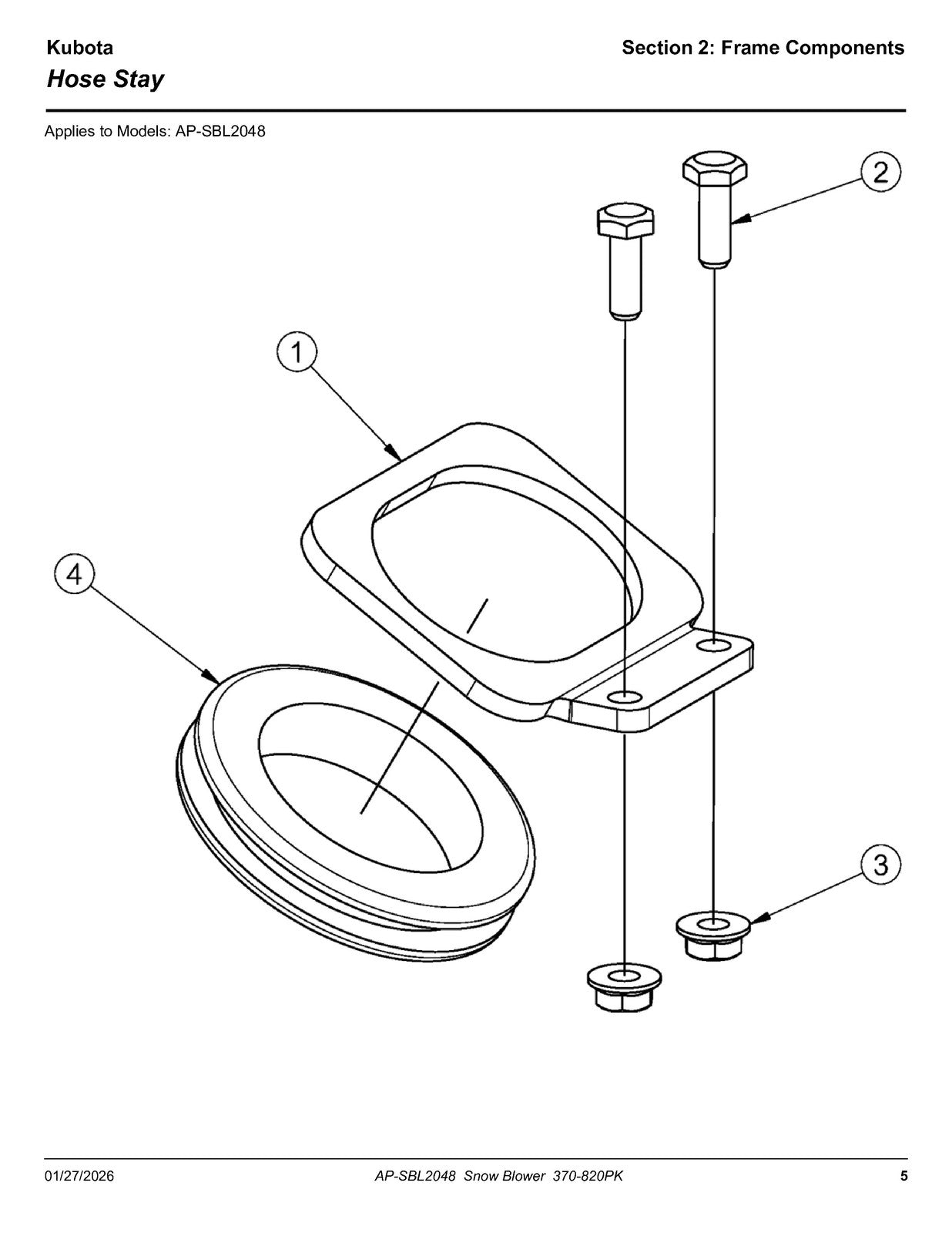 LAND PRIDE SBL20 Series Snow Blowers Parts Manual 2026 - WIRE BOUND - COVERS