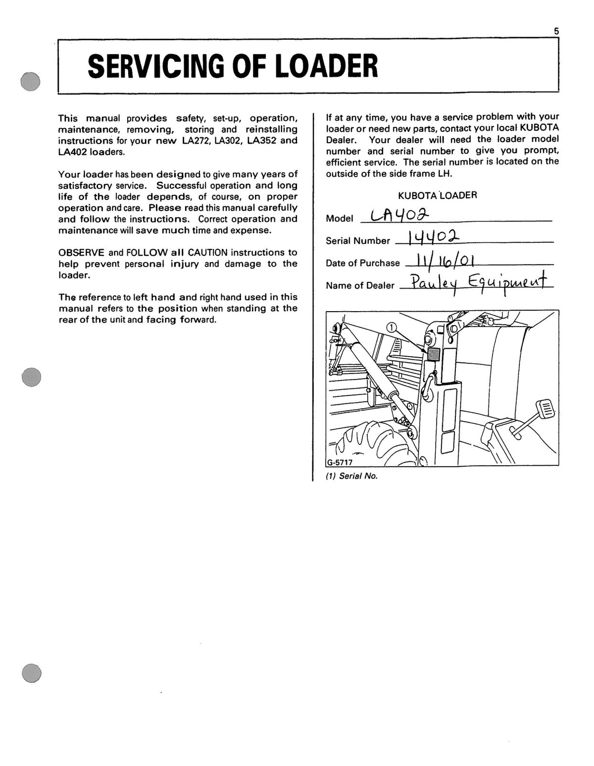 KUBOTA LA272 LA302 LA352 LA402 Operators & Parts Manual BUNDLE - WIRE BOUND