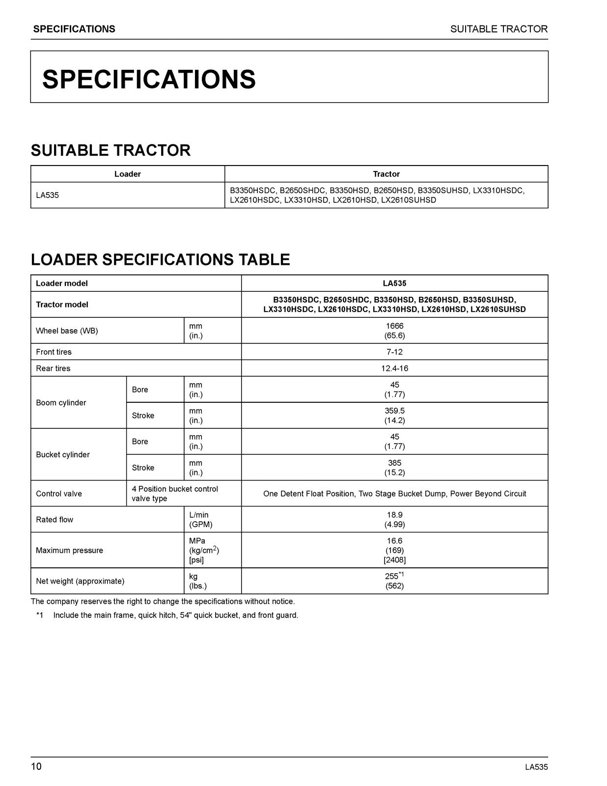KUBOTA LA535 Front Loader Operators Manual 2020 - BOUND - COVERS - XL FOLDOUTS
