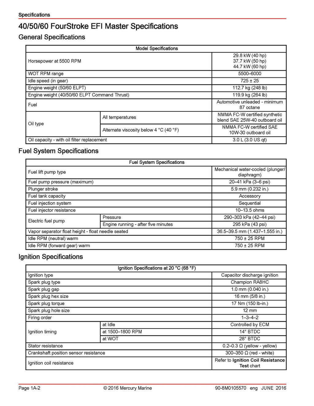 MERCURY 40 50 60 SEAPRO JET FOURSTROKE EFI SERVICE MANUAL, COVERS BOUND FOLDOUTS