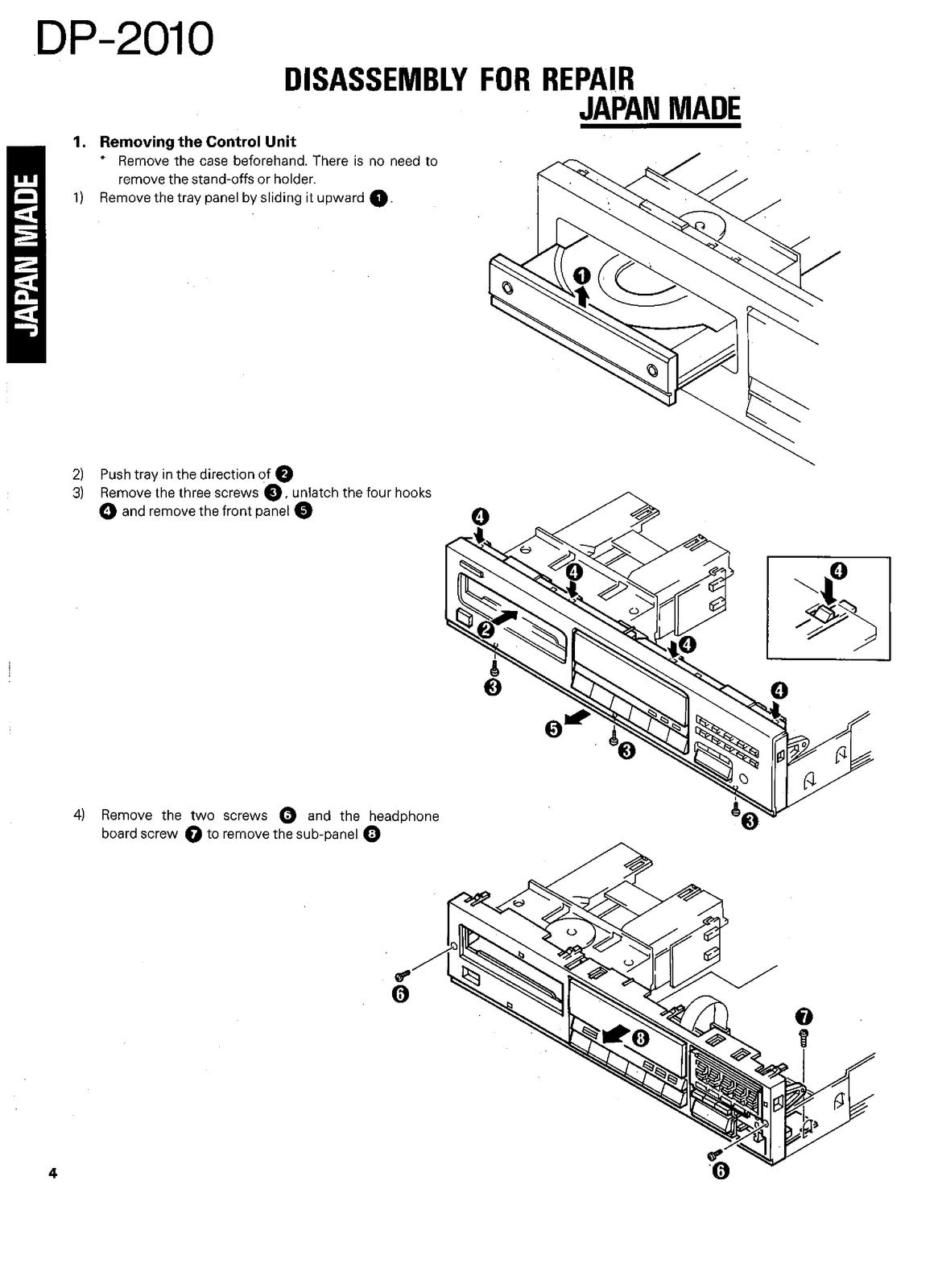 KENWOOD DP-2010 Compact Disc Player Service Manual 1989, BOUND, COVERS, FOLDOUTS