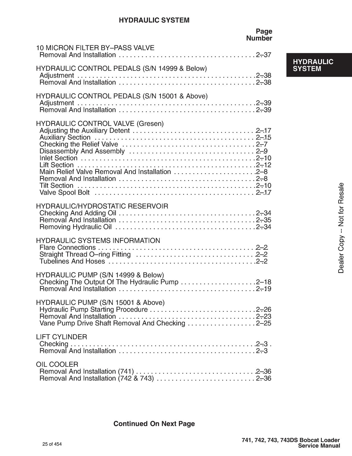 BOBCAT 741 742 743 743DS Skid-Steer Loader Service Manual 1997, FOLDOUTS