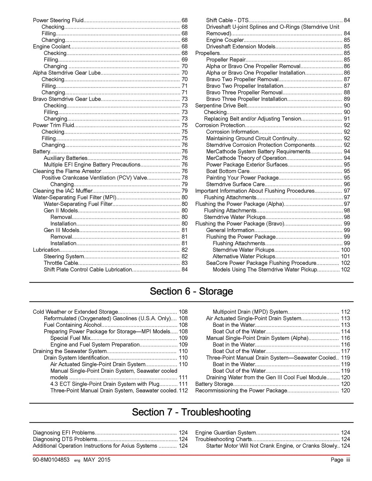 MERCURY MERCRUISER 43L 50L MPI ECT Operation Maintenance And Manual 2015