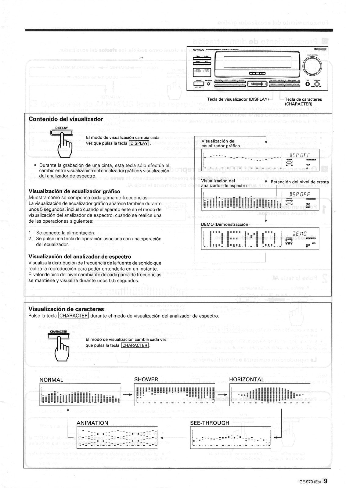 KENWOOD GE-970 Graphic Equalizer Instruction Manual - WIRE BOUND - TOUGH COVERS