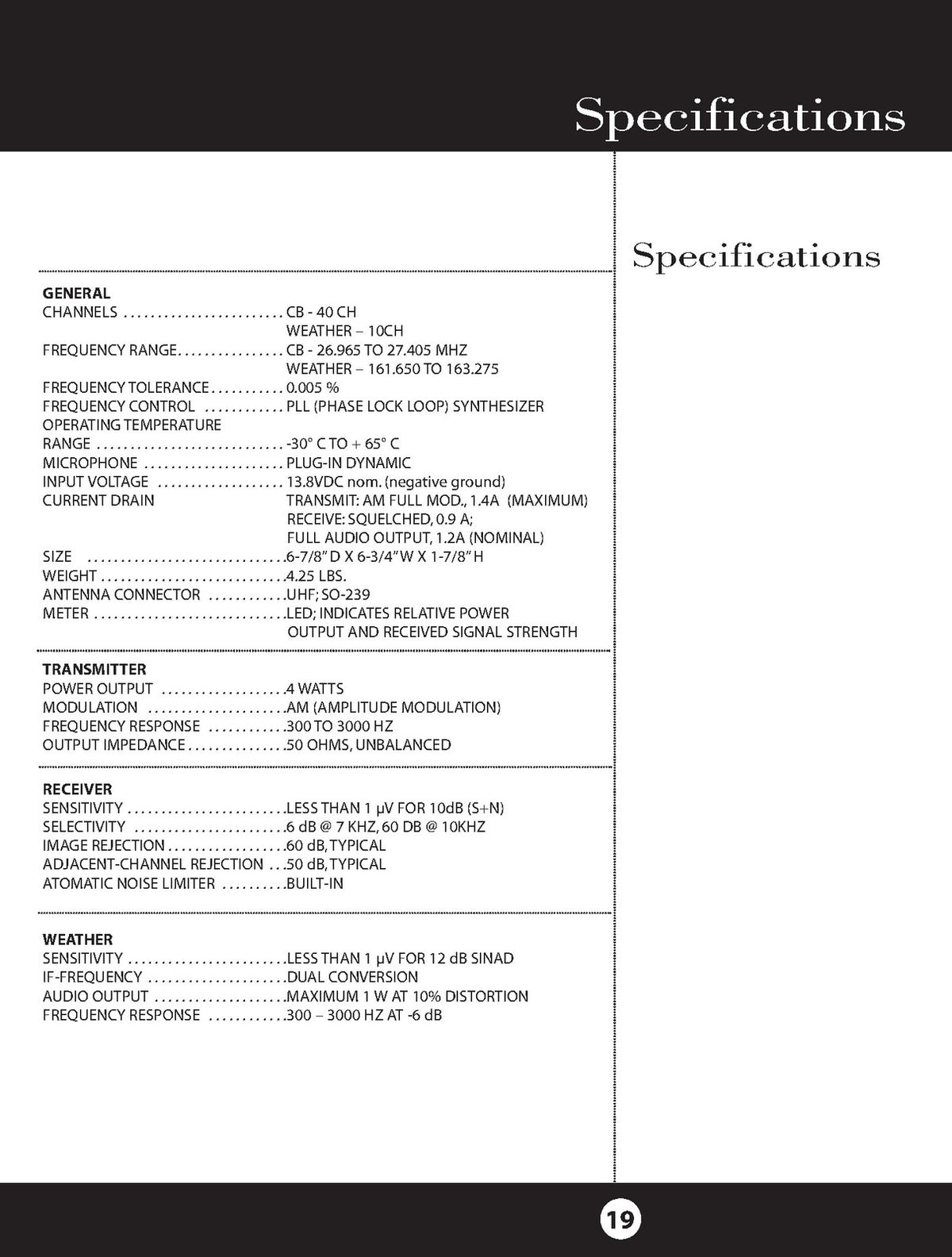 COBRA 18WXST II CB Mobile Radio Owners Manual 2006 - WIRE BOUND - TOUGH COVERS