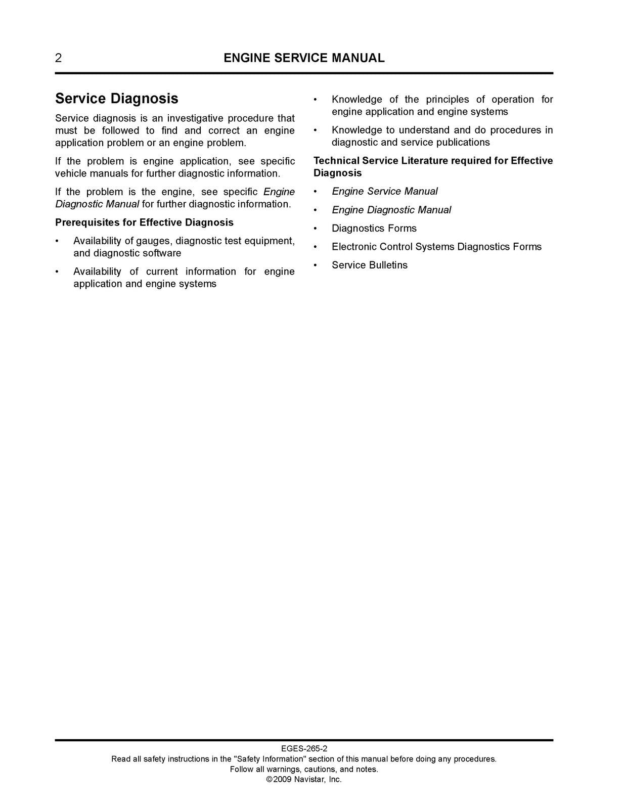 INTERNATIONAL DT 466 DT 570 HT 570 Diesel Engine Service Manual 2009 - BOUND