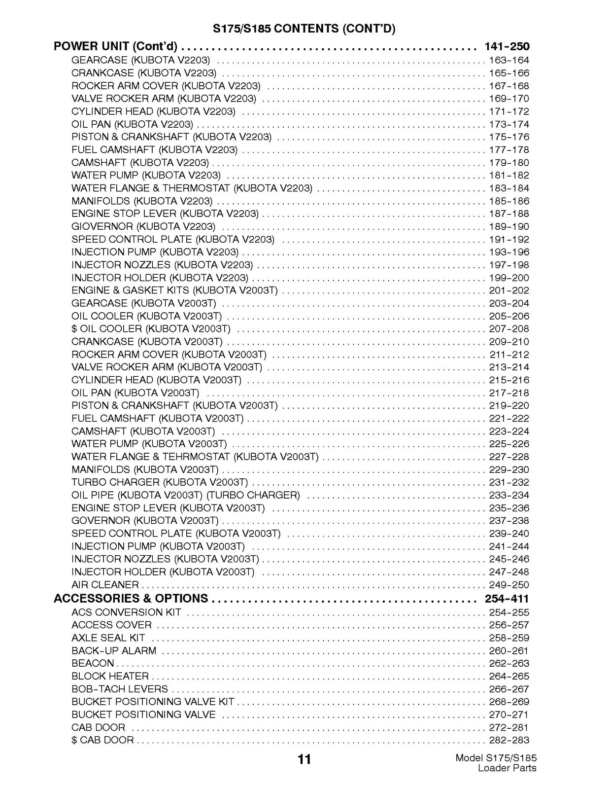 BOBCAT S175 S185 Parts Manual 2003 SN 517625001 Up - WIRE BOUND - TOUGH COVERS