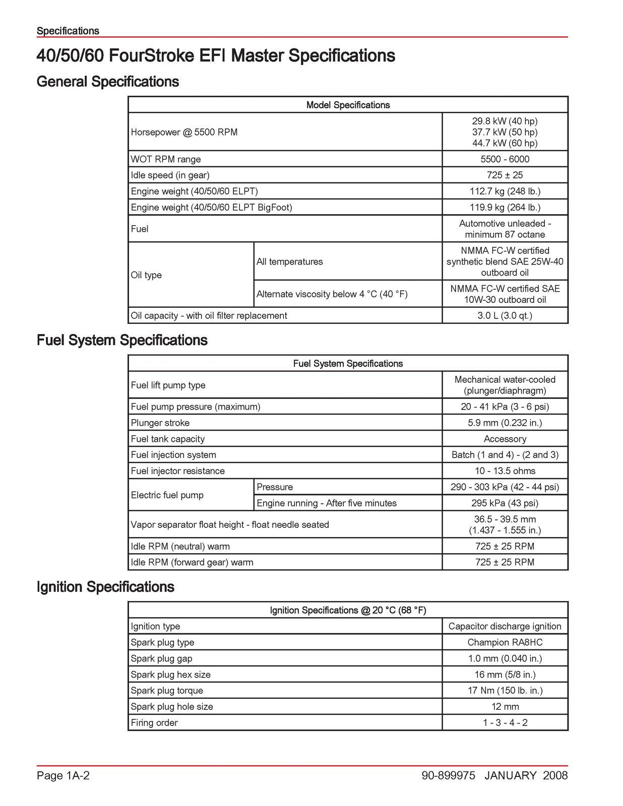 MERCURY 40 50 60 BigFoot 40 Jet EFI FourStroke 4 Cyl SERVICE MANUAL - COVERS