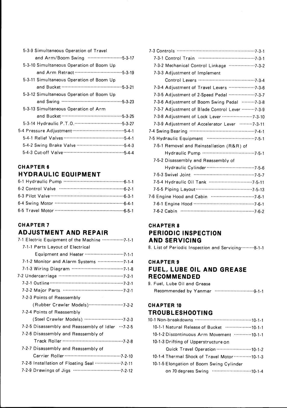 YANMAR ViO50-1 Excavator Service Manual - BOUND - COVERS - XL FOLDOUT PAGES