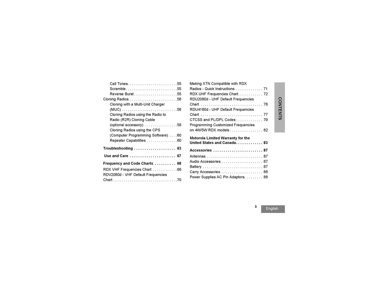MOTOROLA RDX Series RDU2080d RDV2080d RDU4160d Two-way User Guide 2007 - BOUND