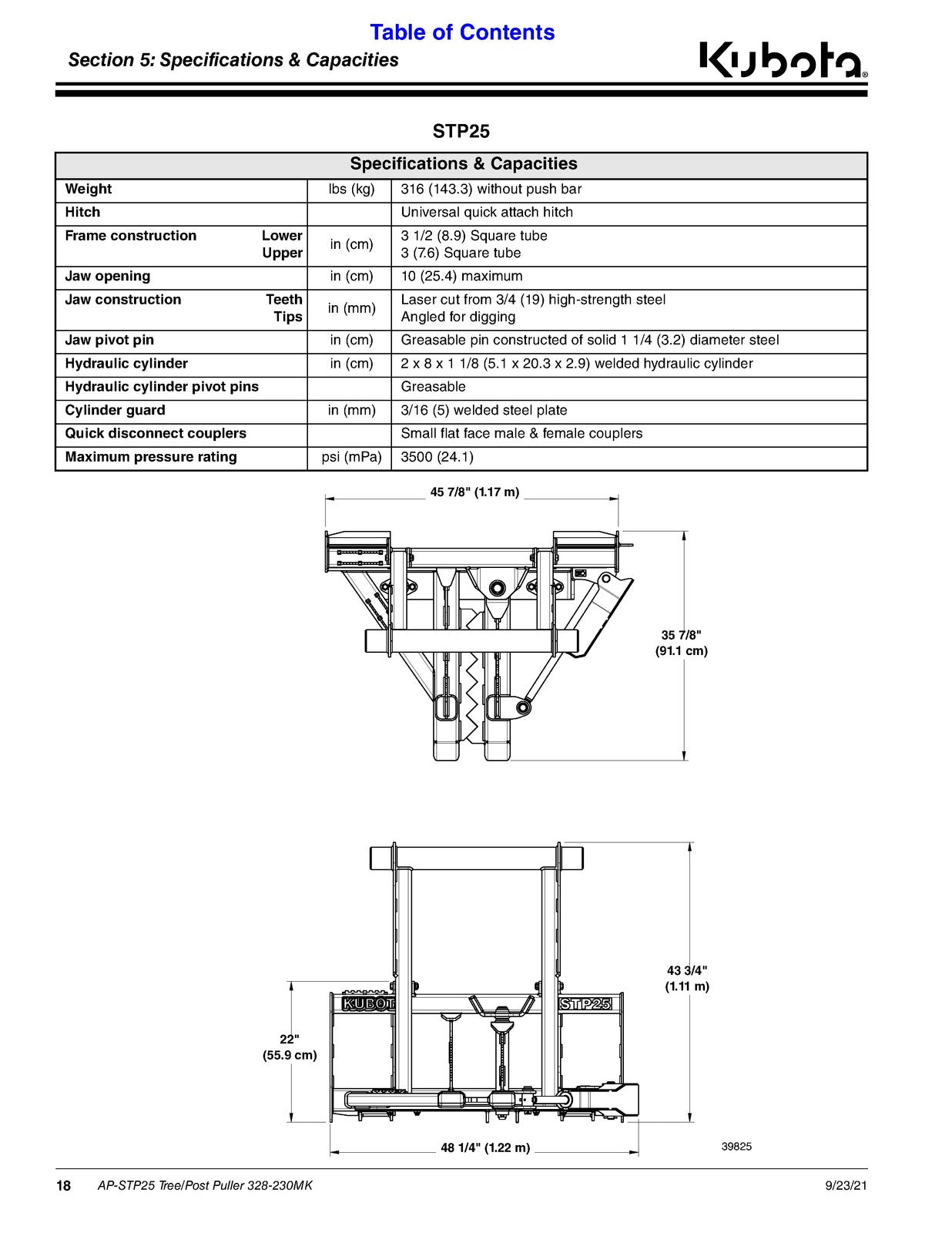 LAND PRIDE STP25 Series Tree Post Puller Operators Manual - WIRE BOUND - COVERS