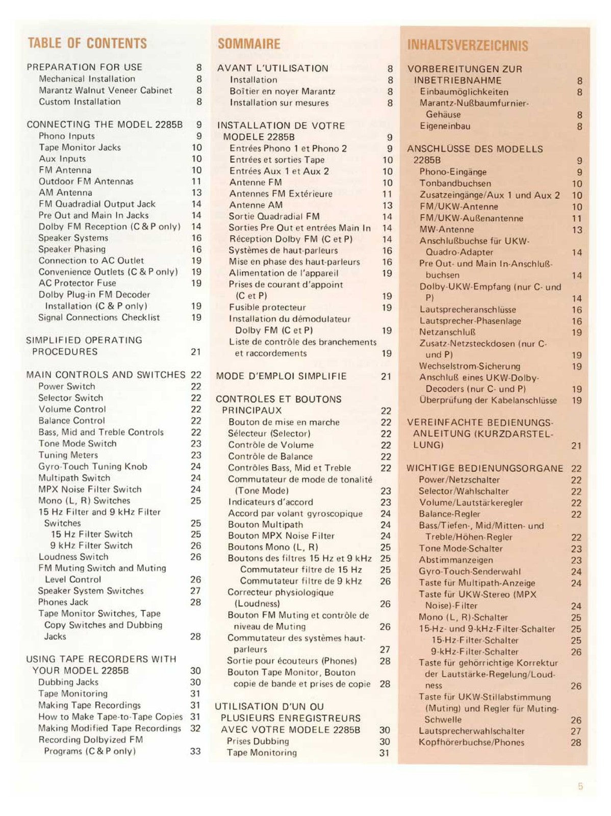 MARANTZ 2285B Operators & Service Manual BUNDLE - WIRE BOUND - TOUGH COVERS