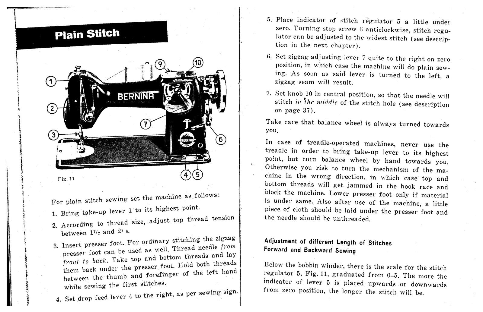 BERNINA 117L Zigzag Sewing Machine Instruction Manual - WIRE BOUND - COVERS