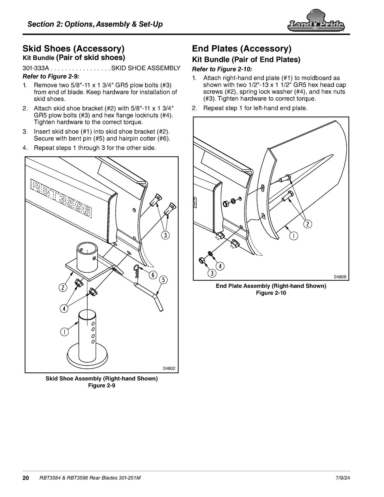 LAND PRIDE RBT35 Series Rear Blades Operators Manual - WIRE BOUND - TOUGH COVERS