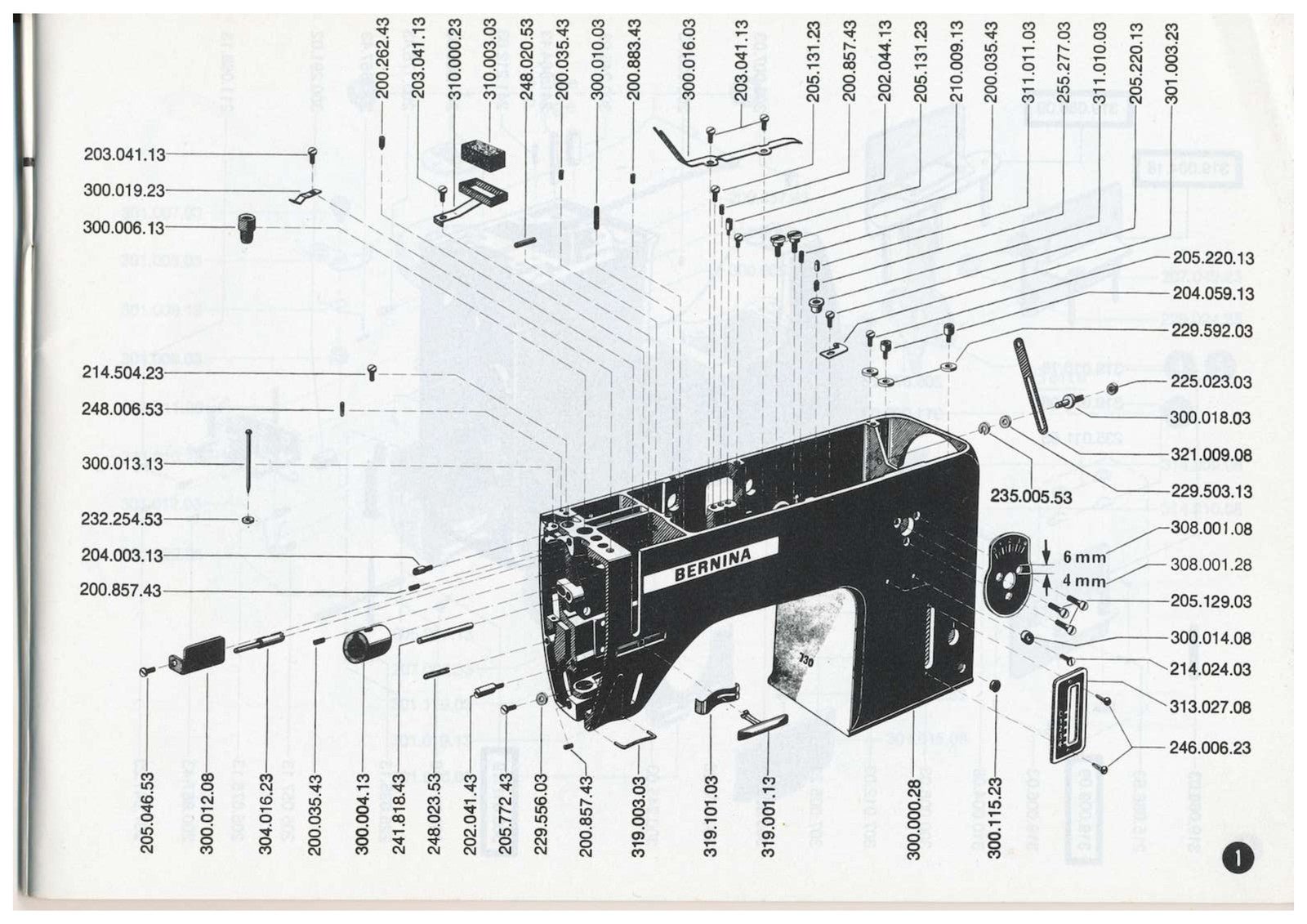 BERNINA 730 Sewing Machine Illustrated Parts Manual - WIRE BOUND - TOUGH COVERS