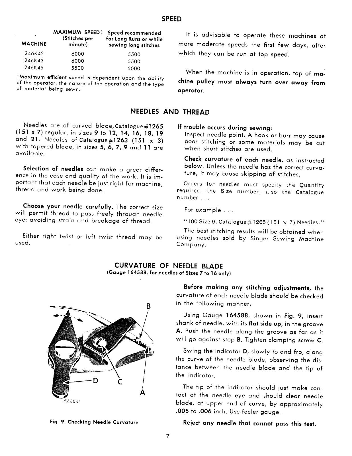 SINGER 246K42 246K43 246K45 Sewing Machine Service Manual - WIRE BOUND - COVERS