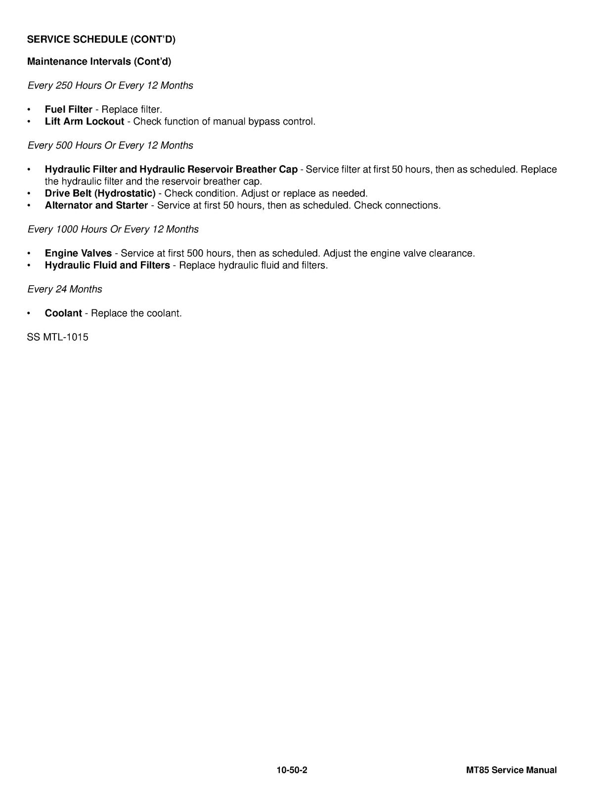 BOBCAT MT85 Mini Track Loader Service Manual SN B3TR11001 Up 2017, FOLDOUTS