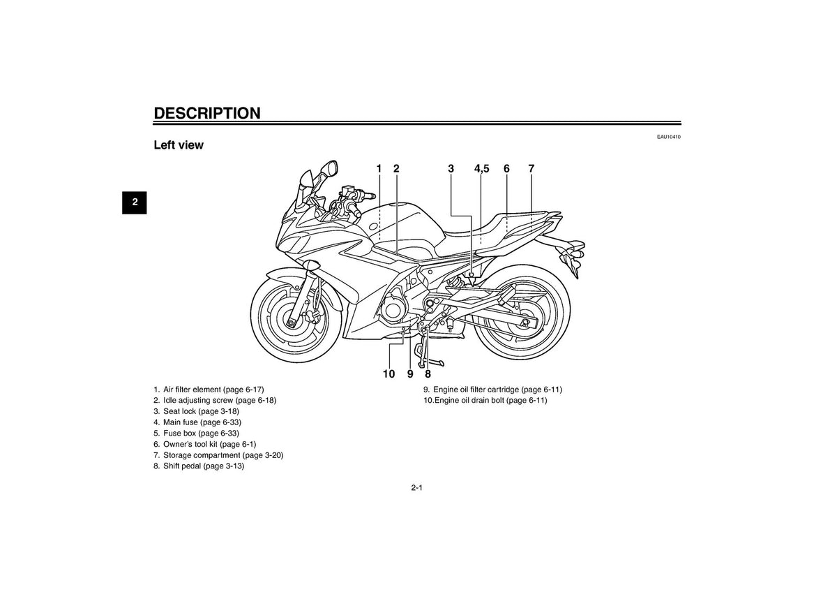 YAMAHA XJ6F XJ6FA Motorcycle Owners Manual 2010 - WIRE BOUND - TOUGH COVERS
