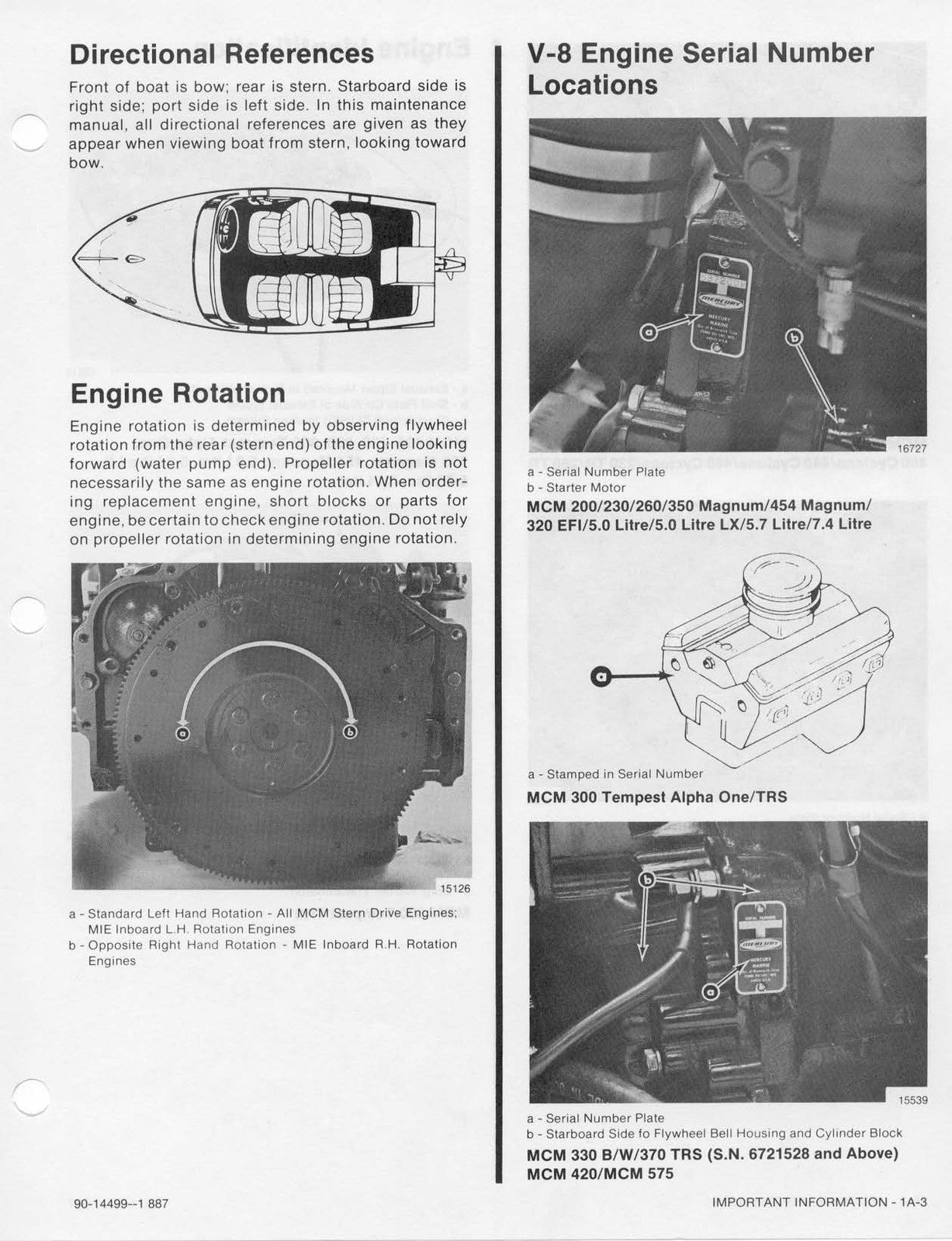 MERCURY MERCRUISER GM V-8 Marine Engines Service Manual 1987 - WIRE BOUND