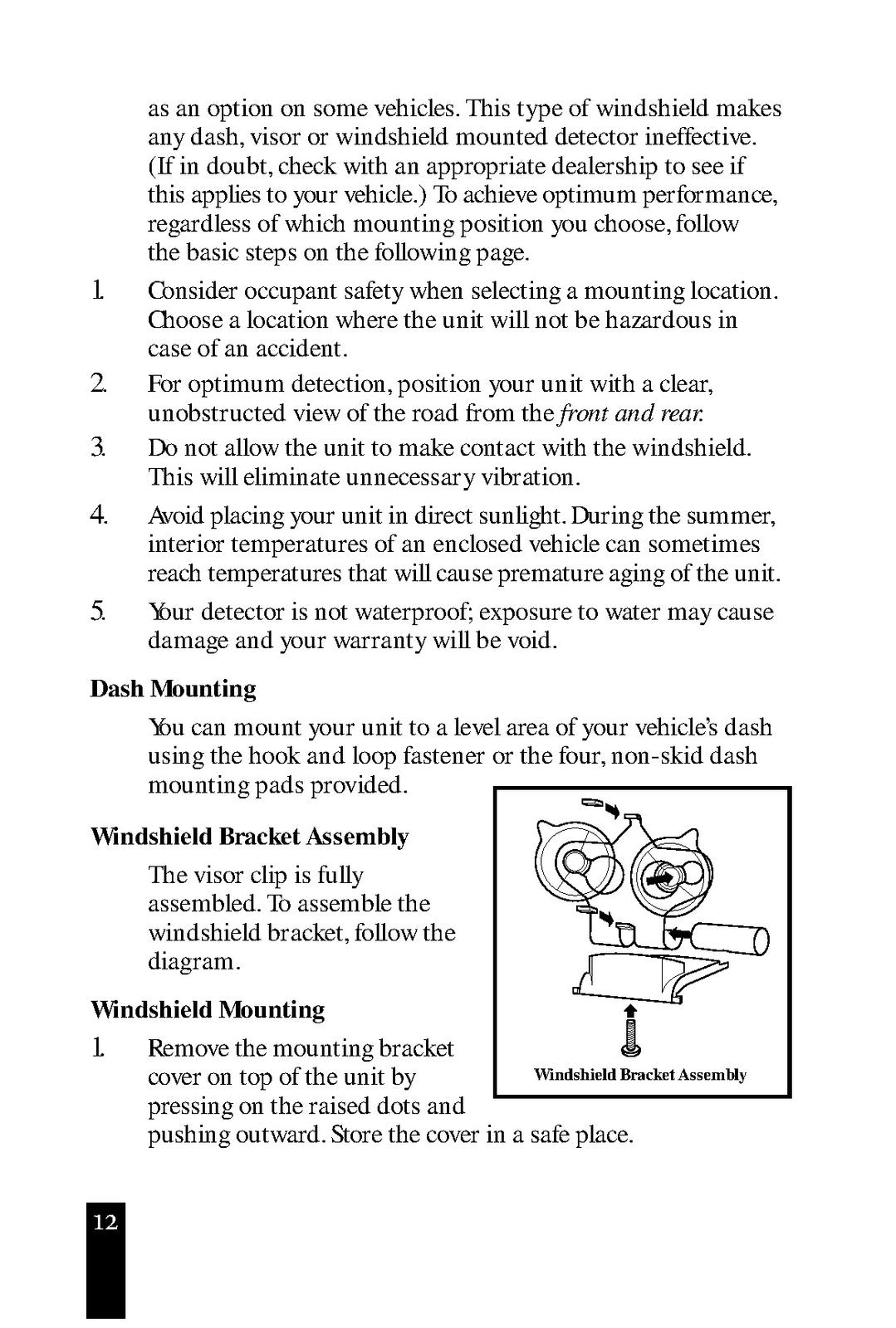 BEL 980 950 Radar Laser Safety Detector Operating Instructions Manual - BOUND