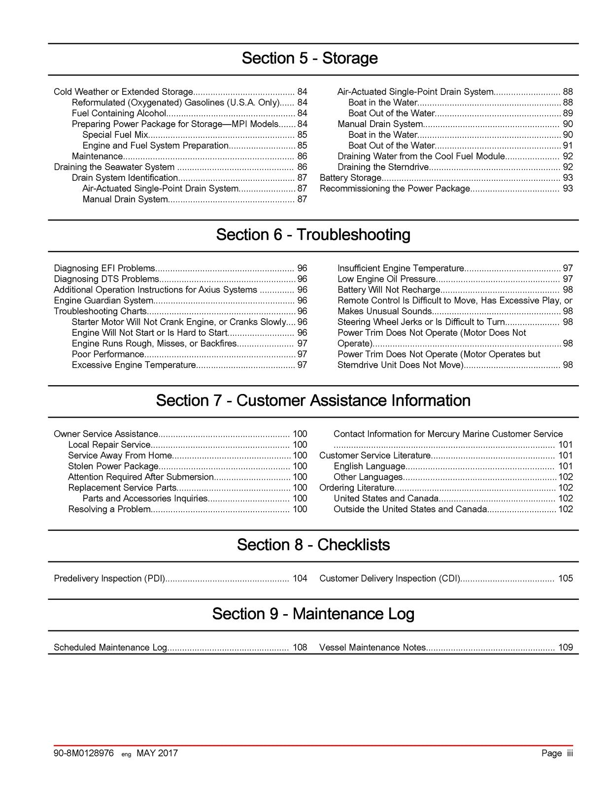 MERCURY MERCRUISER 82L MAG HO SeaCore Sterndrive Maintenance Manual 2017