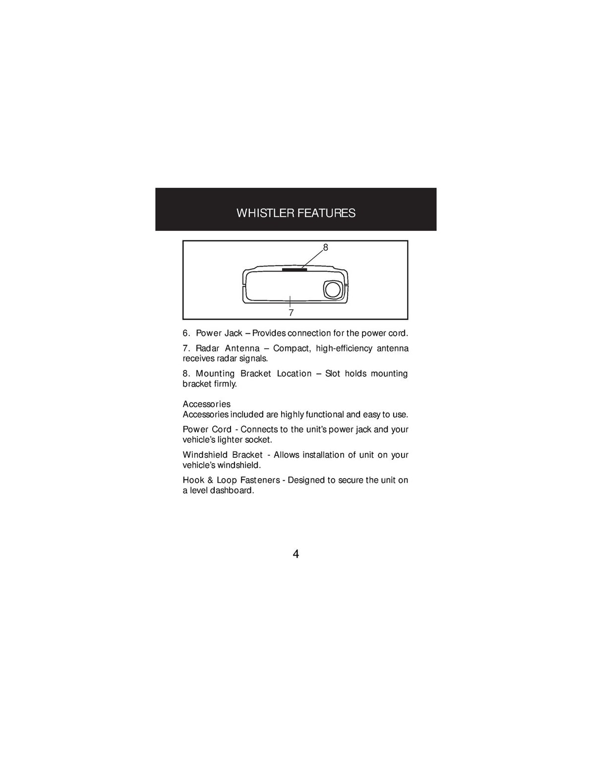 WHISTLER 1605 Radar Detector Owners Manual - STEEL WIRE BOUND - TOUGH COVERS