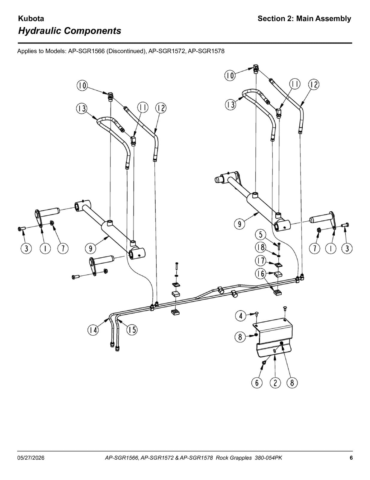 LAND PRIDE SGR15 Series Rock Grapples Parts Manual 2026 - WIRE BOUND - COVERS