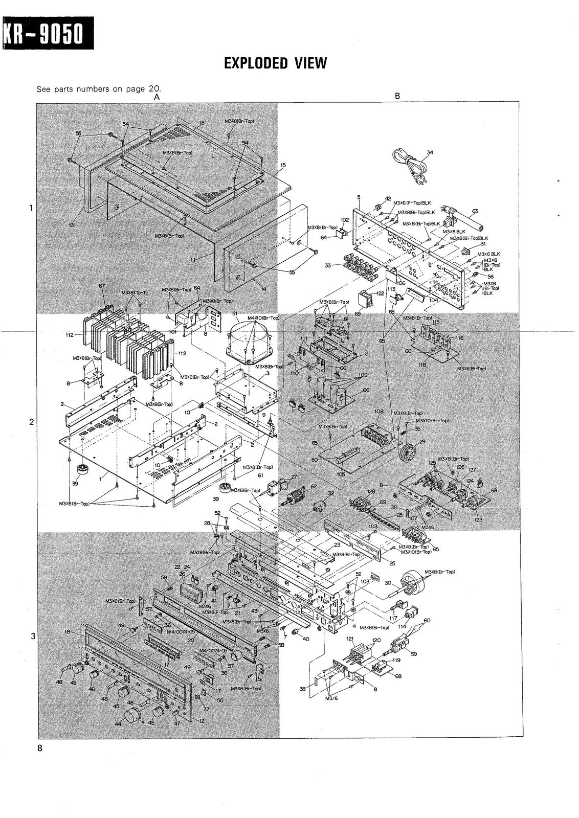 KENWOOD KR-9050 Stereo Receiver Service Manual - STEEL WIRE BOUND - TOUGH COVERS