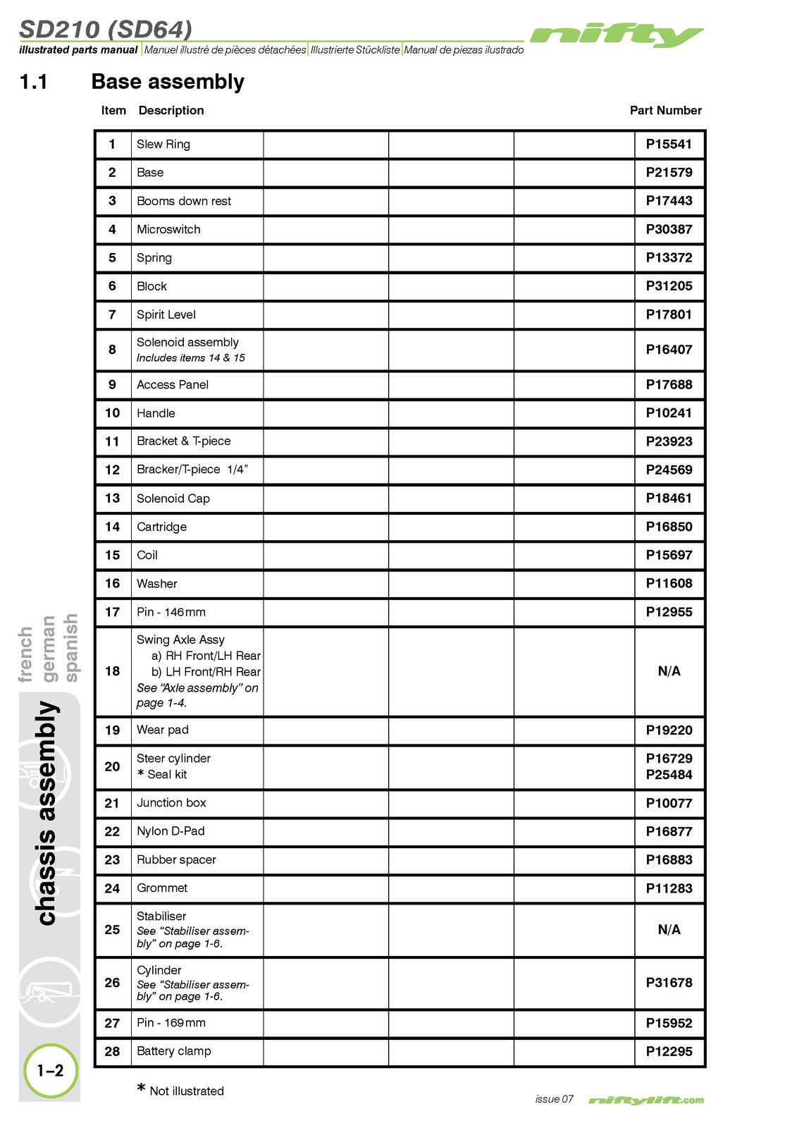 NIFTYLIFT SD210 SD64 Illustrated Parts Manual 2016 - WIRE BOUND - TOUGH COVERS