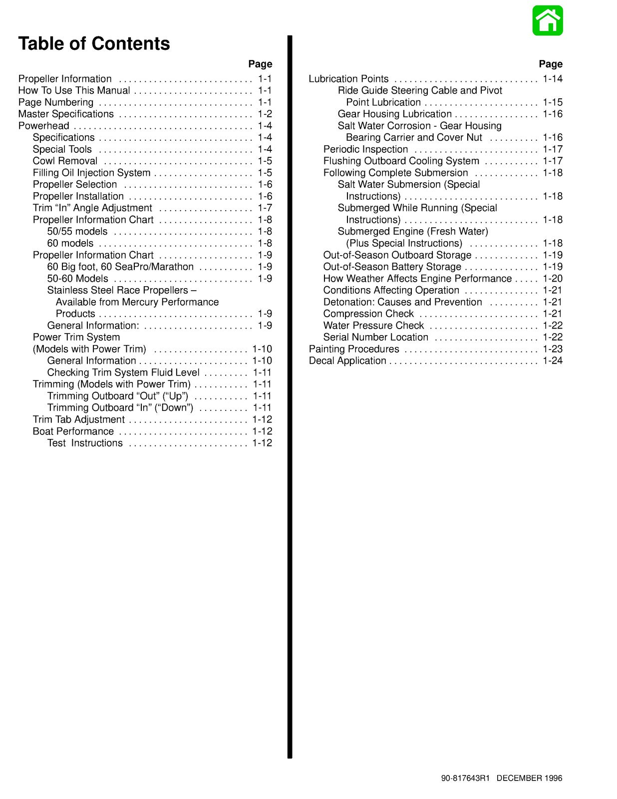 MERCURY 45 50 55 60 Jet Marathon SeaPro BigFoot Service Manual 1996 - WIRE BOUND