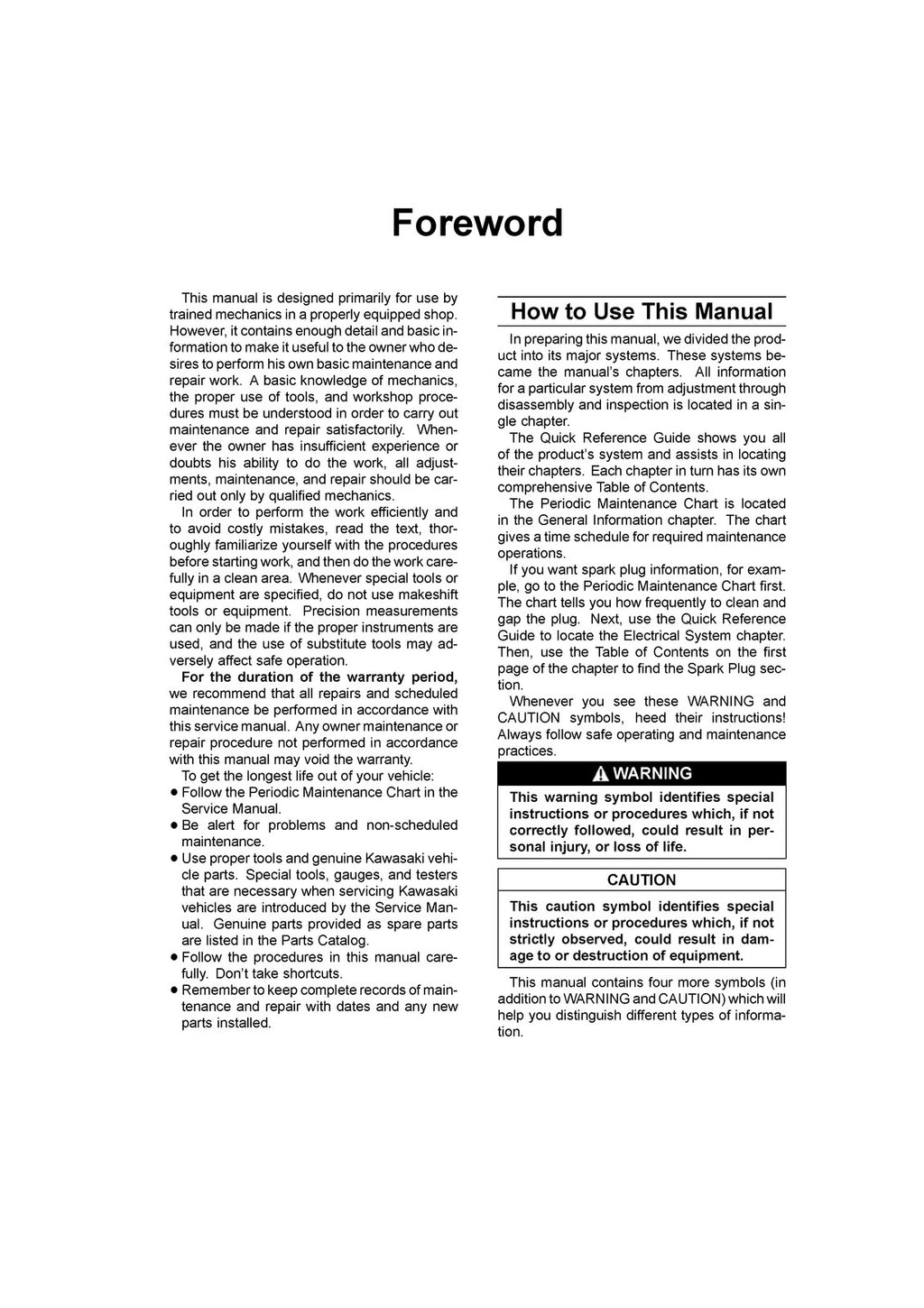 KAWASAKI Mule 3010 Service Manual - STEEL WIRE BOUND - PROTECTIVE COVERS