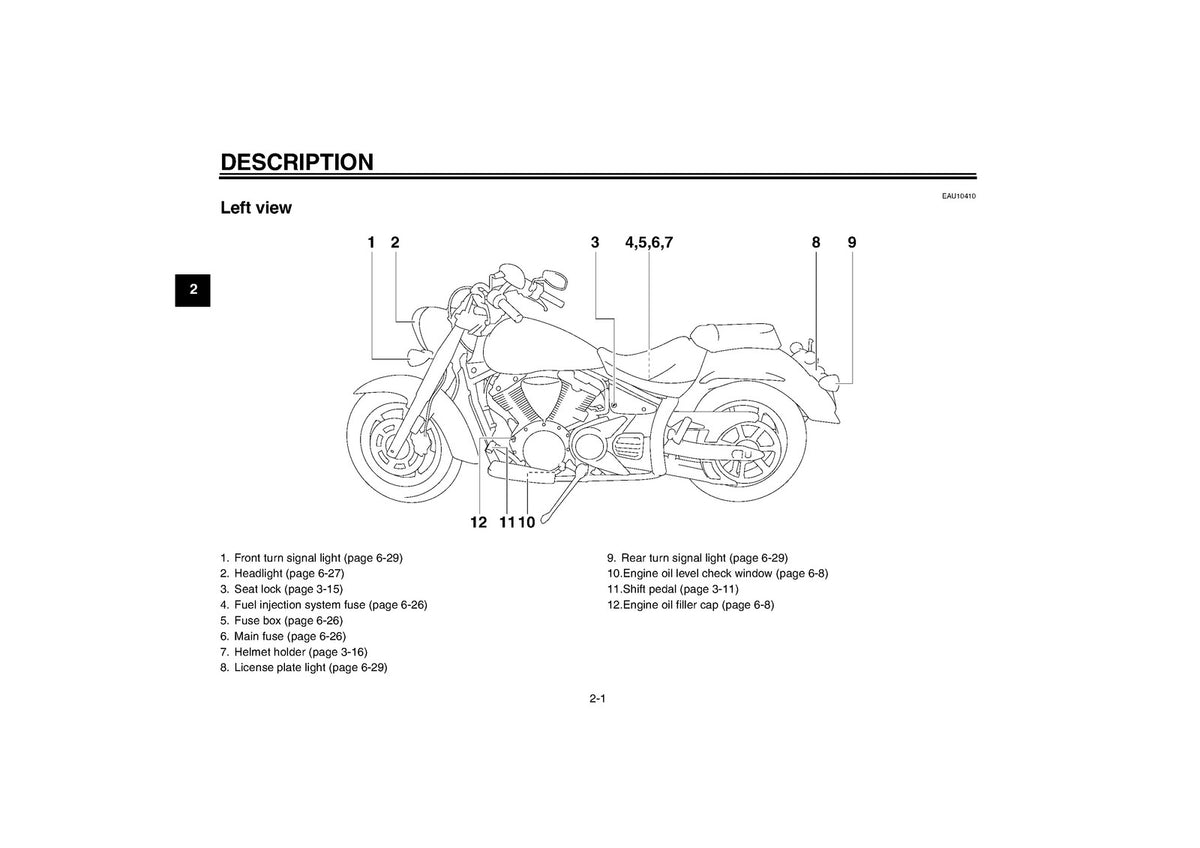 YAMAHA XVS1300A Owners Manual 2009 - STEEL WIRE BOUND - PROTECTIVE COVERS