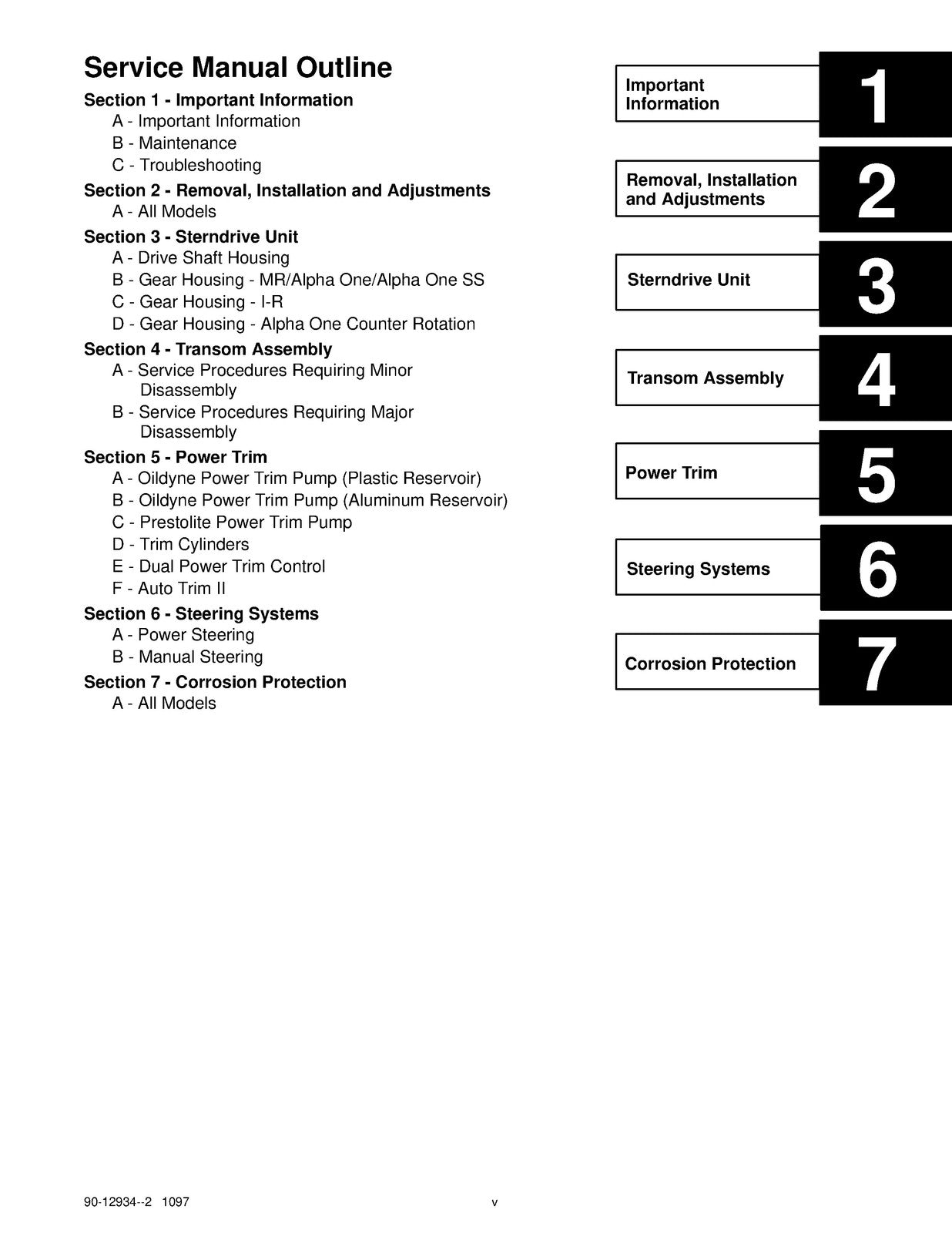 MERCURY MERCRUISER R MR Alpha One Alpha One SS Service Manual 1997 - WIRE BOUND