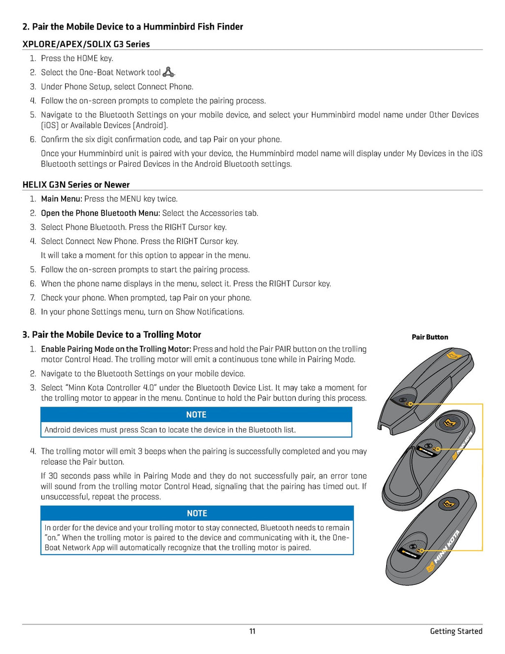 MINN KOTA HUMMINBIRD One-Boat Network App Operators Guide - WIRE BOUND - COVERS