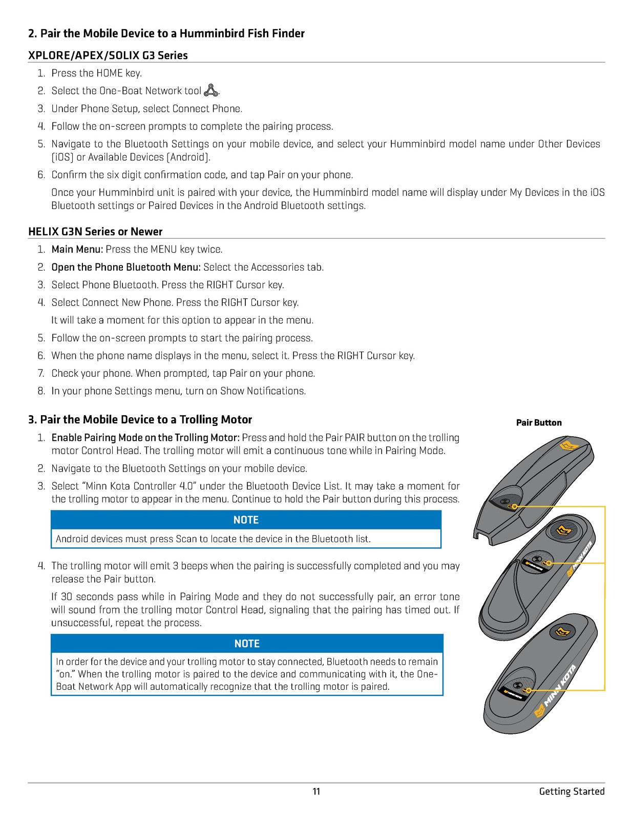 MINN KOTA HUMMINBIRD One-Boat Network App Operators Guide - WIRE BOUND - COVERS