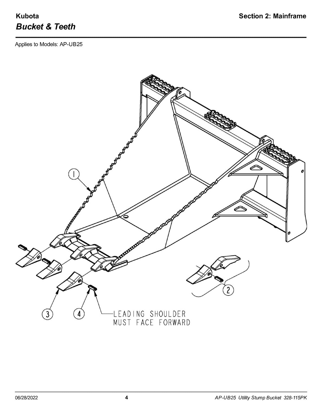 LAND PRIDE UB25 Series Utility Buckets Parts Manual 2022 - WIRE BOUND - COVERS