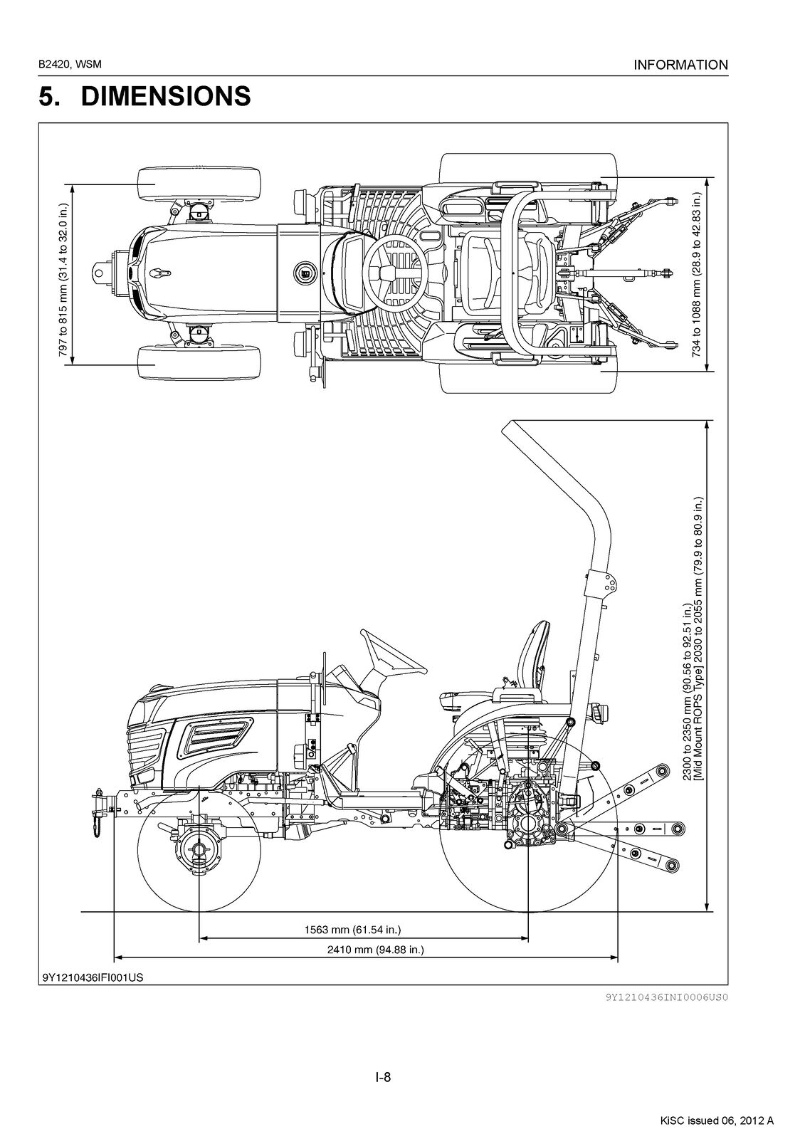 KUBOTA B2420 TRACTOR WORKSHOP MAUAL - STEEL WIRE BOUND - PROTECTIVE COVERS