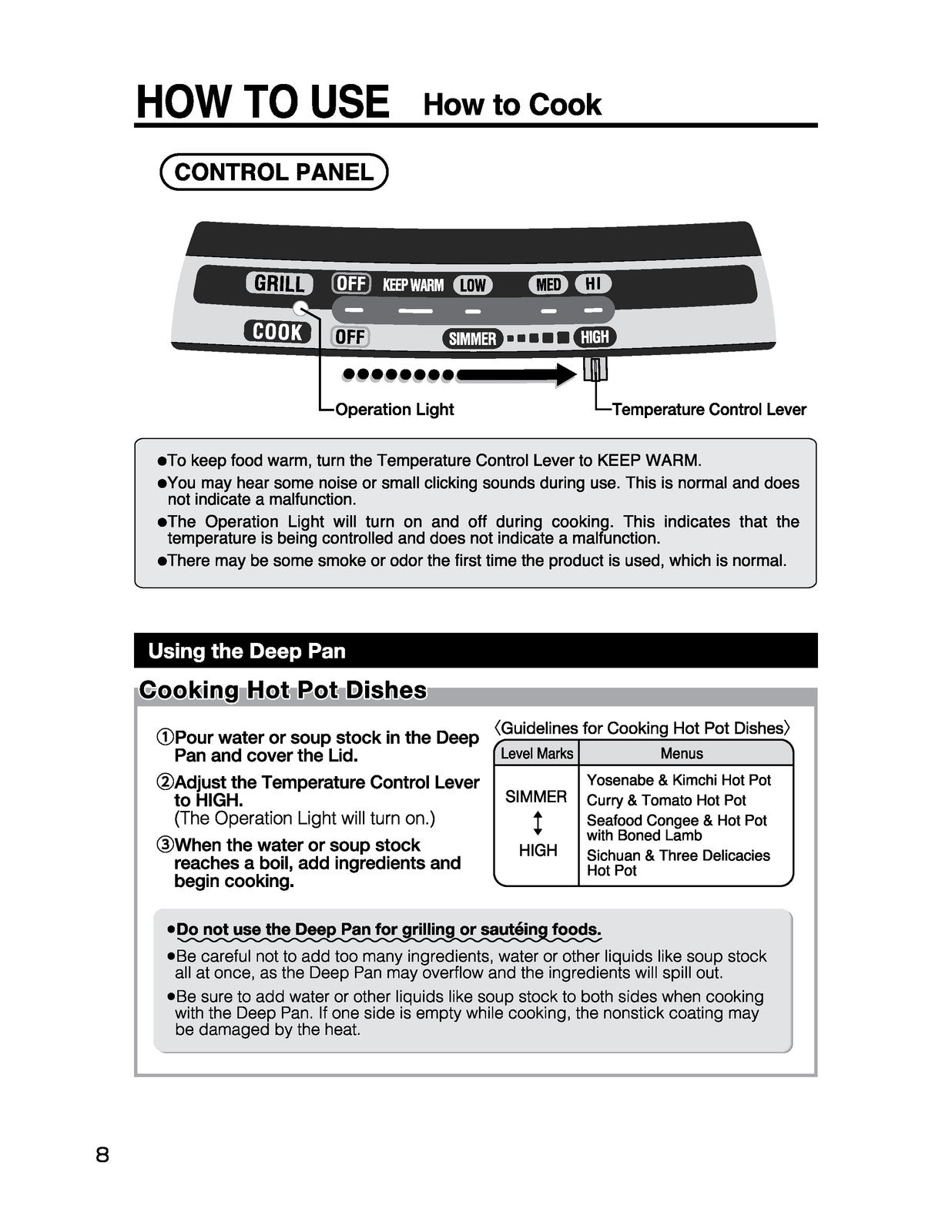 ZOJIRUSHI EP-PFC20 Gourmet dExpert Electric Operating Instructions Manual