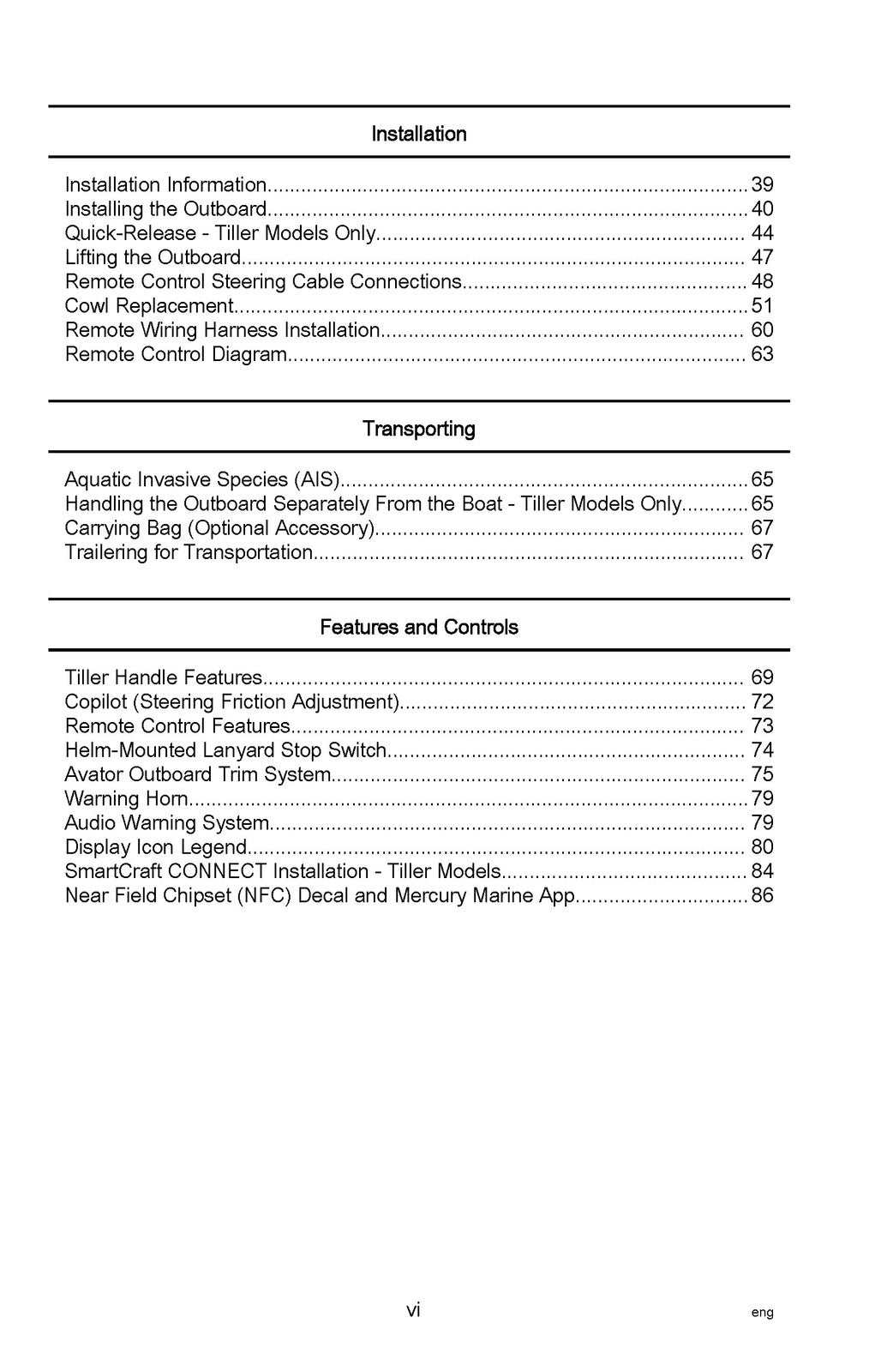 MERCURY Avator 75e Electric Outboard Operators Manual 2023 - WIRE BOUND